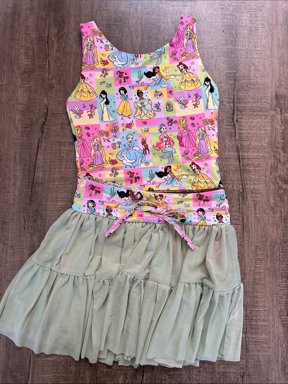Girls' Multicolor Princess Print Tulle two piece